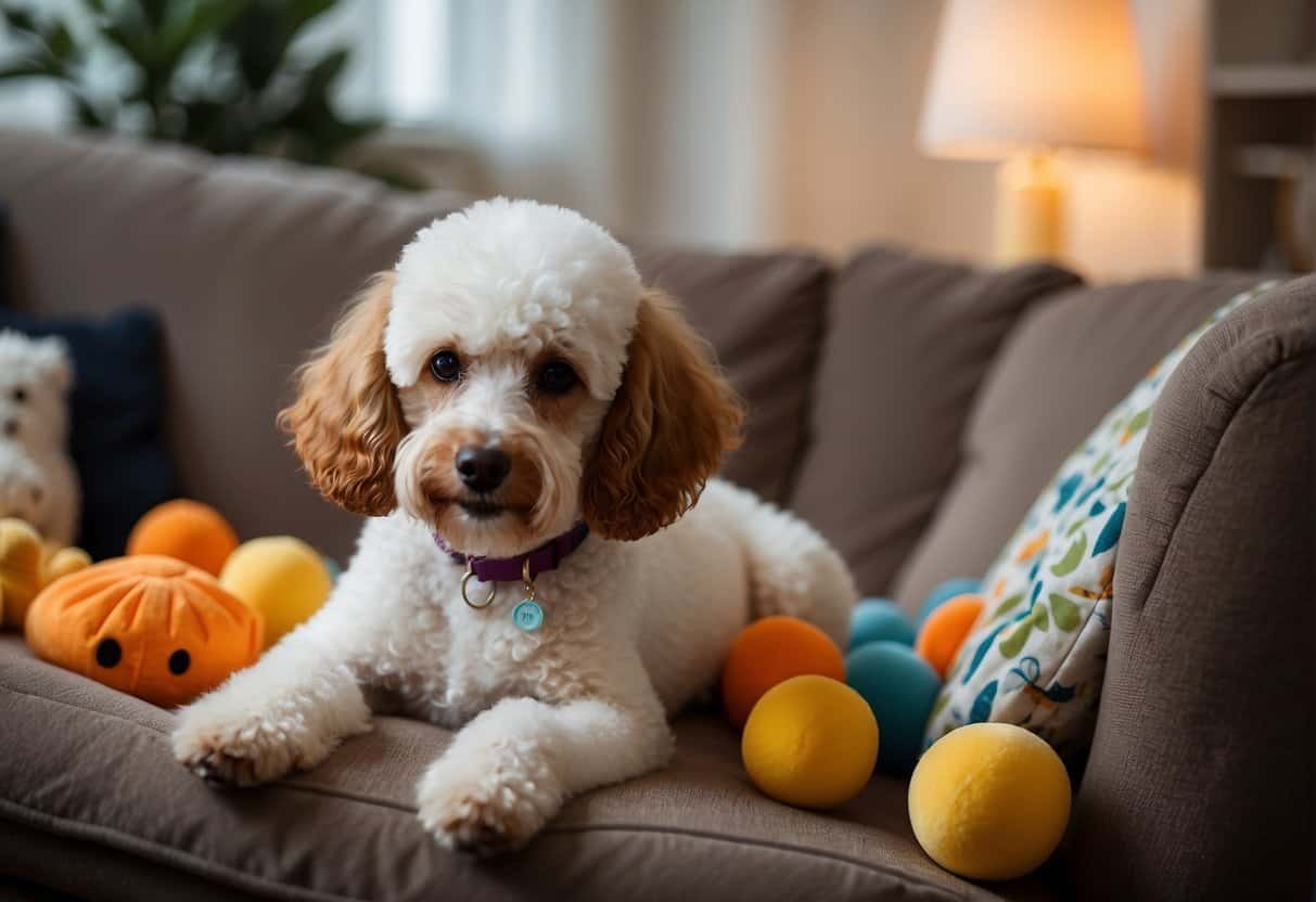 A cozy home with poodle-friendly furniture, toys, and grooming supplies. Gated areas for play and potty, and a secure yard